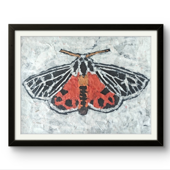 Vibrant Torn paper Moth Art